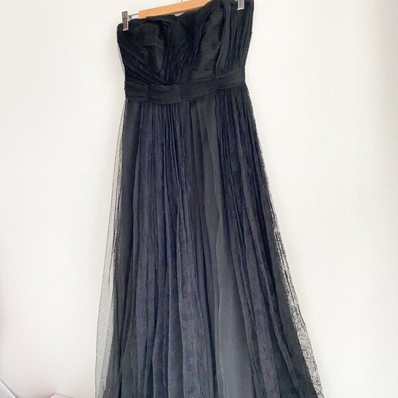 Adam by Adam Lippes Ruched Bodice Lace Detail Fit and Flare Midi Coctail Dress 6 - Picture 5 of 11